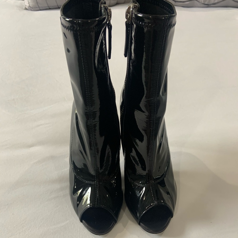 Giuseppe Zanotti Patent Black Leather Peep Toe